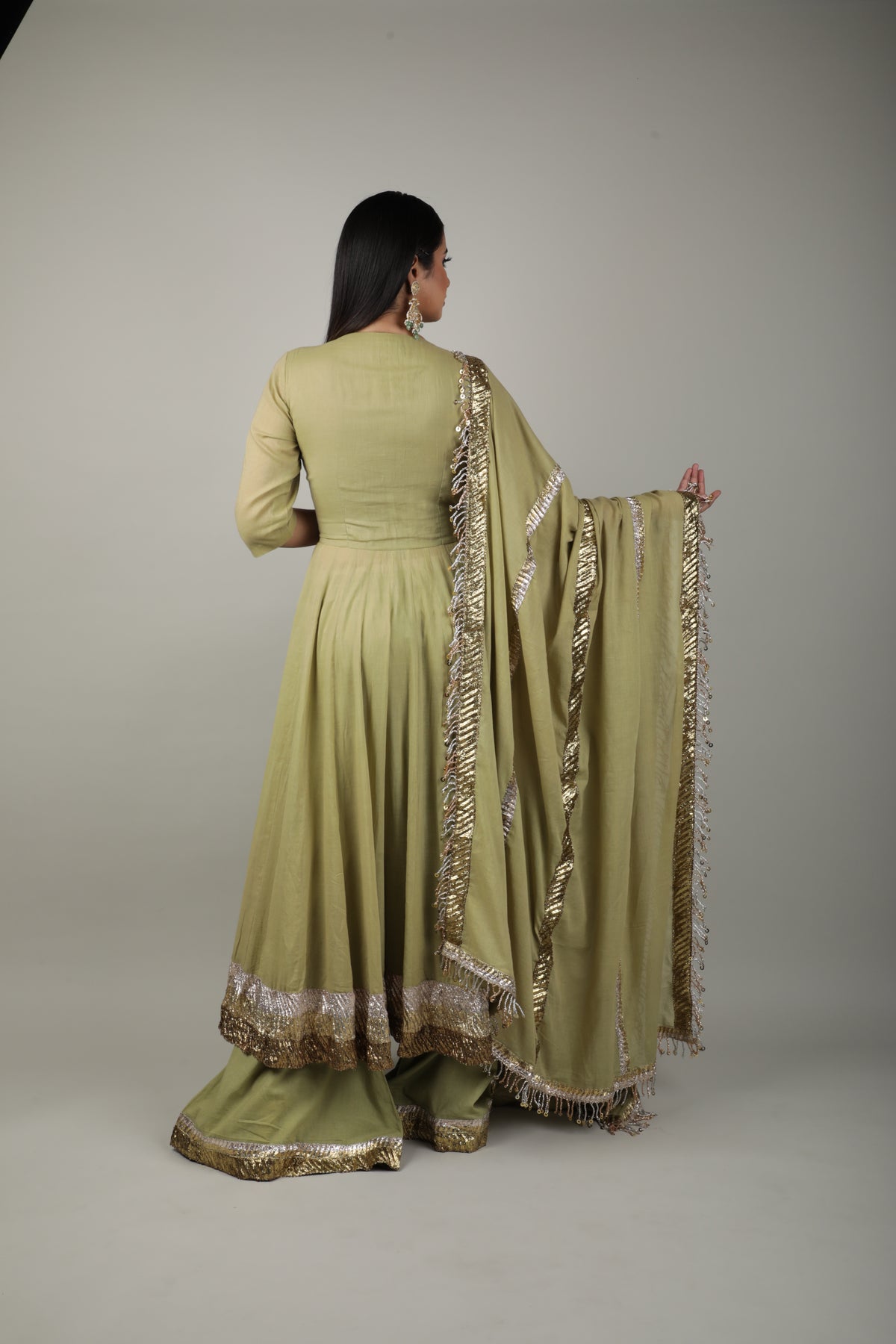 Olive Green Embroided Angrakha Set-   AVSR 3