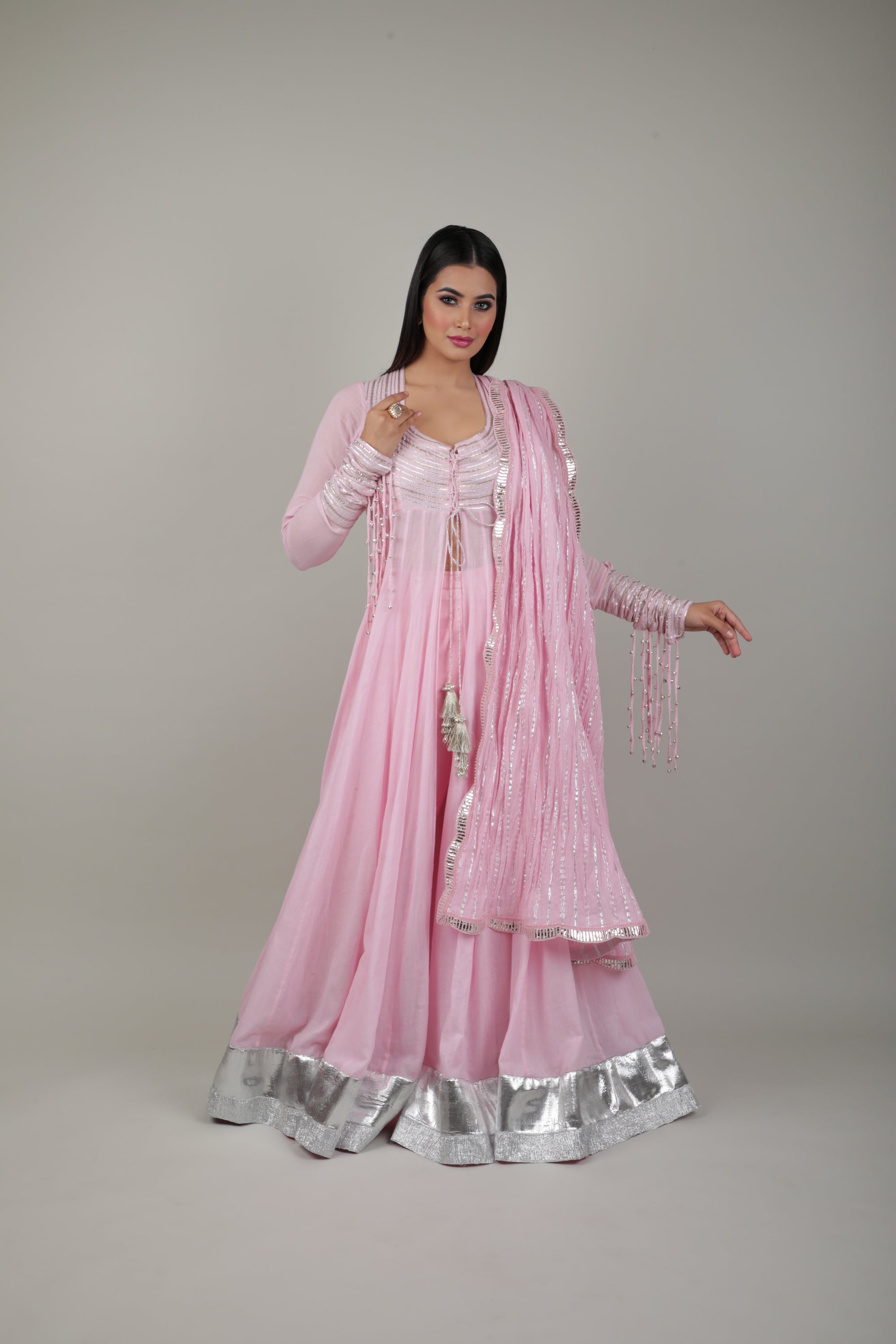 Pink Embroided Anarkali Set-   AVSR 2