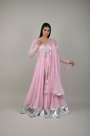 Pink Embroided Anarkali Set-   AVSR 2