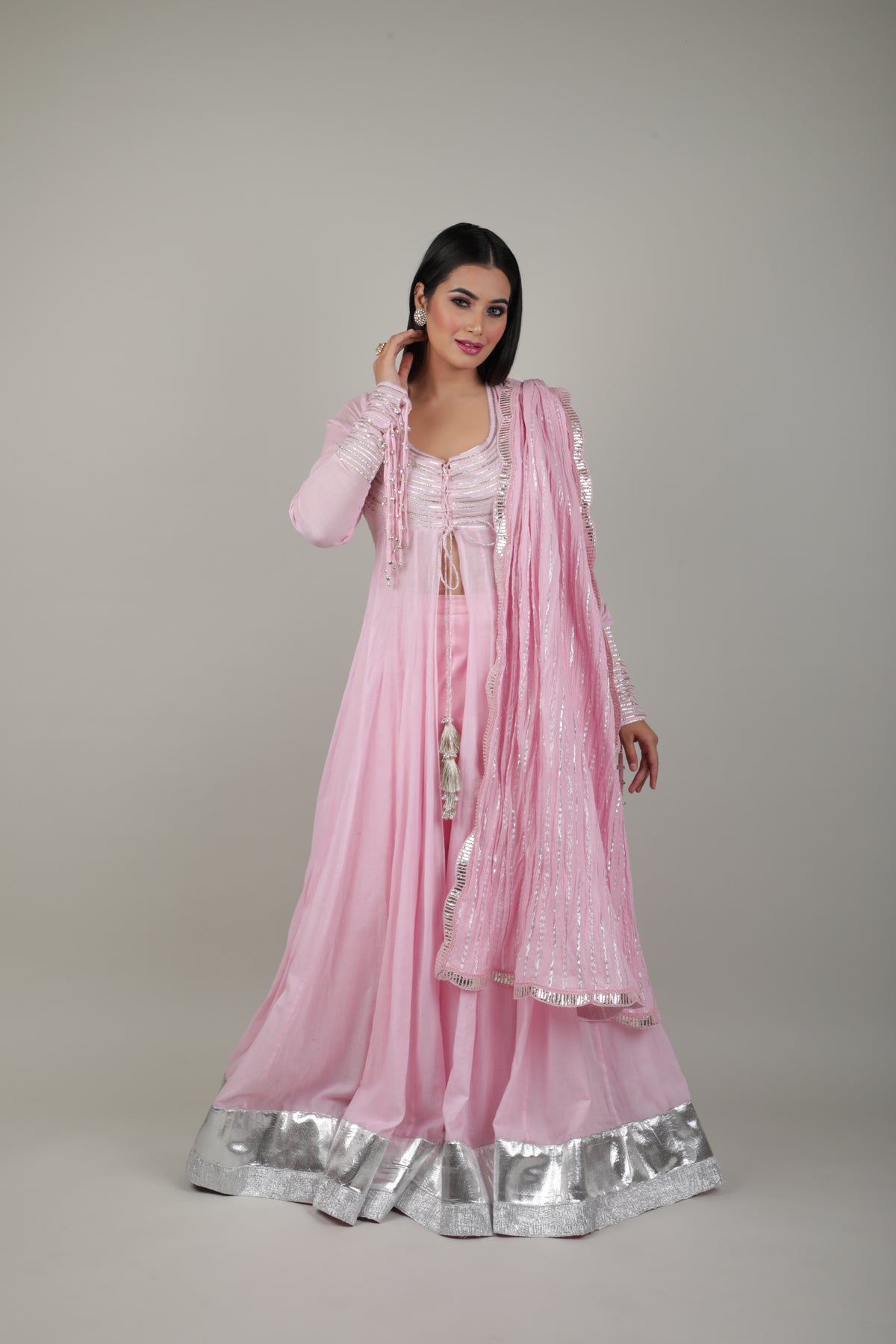 Pink Embroided Anarkali Set-   AVSR 2