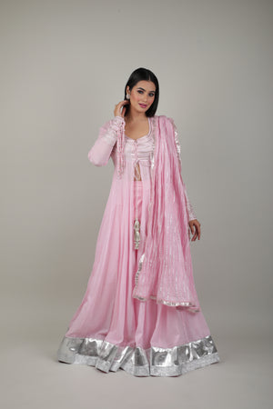 Pink Embroided Anarkali Set-   AVSR 2