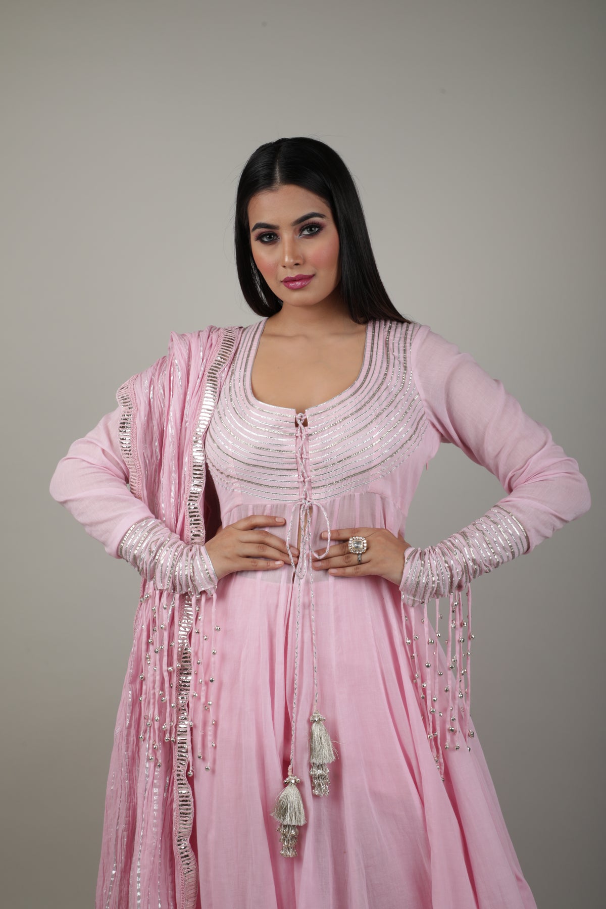 Pink Embroided Anarkali Set-   AVSR 2