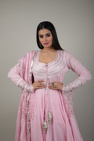 Pink Embroided Anarkali Set-   AVSR 2