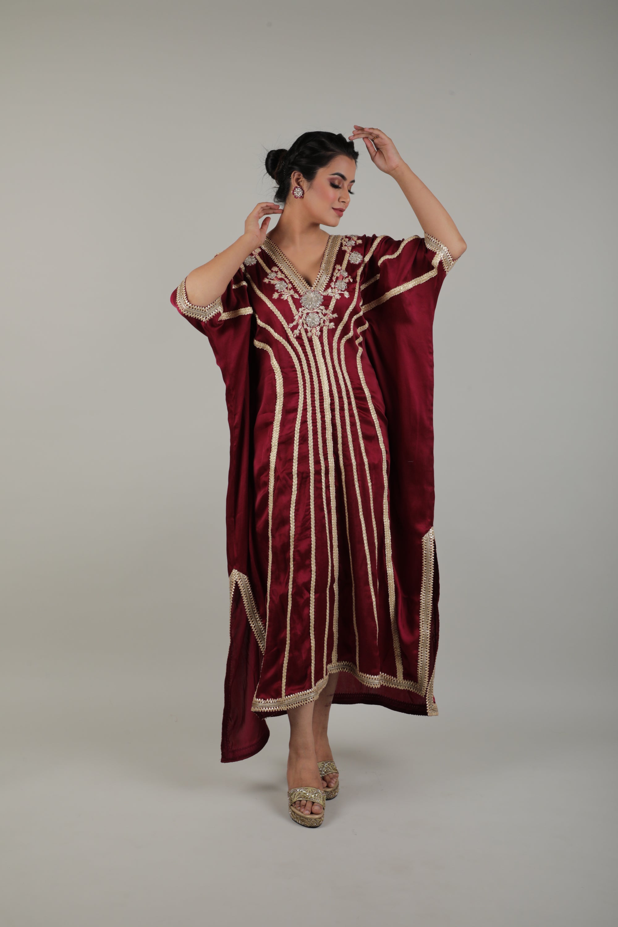 Maroon Embroided Kaftan-   AVSR 15
