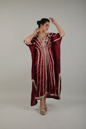Maroon Embroided Kaftan-   AVSR 15