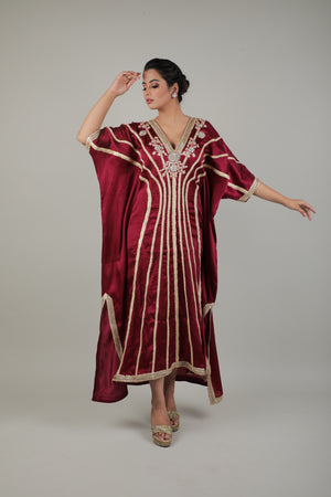Maroon Embroided Kaftan-   AVSR 15