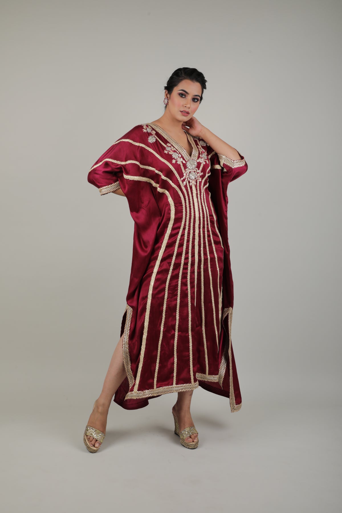 Maroon Embroided Kaftan-   AVSR 15