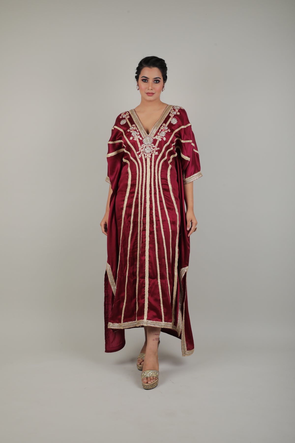 Maroon Embroided Kaftan-   AVSR 15