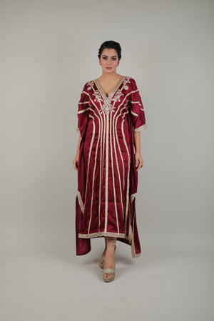 Maroon Embroided Kaftan-   AVSR 15