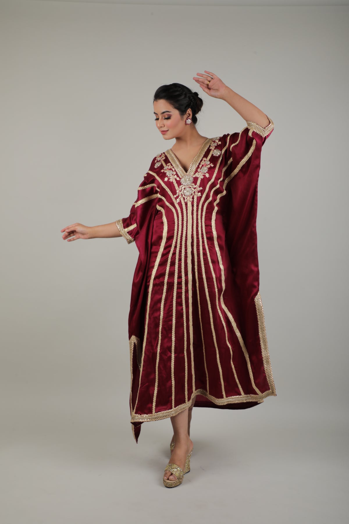 Maroon Embroided Kaftan-   AVSR 15