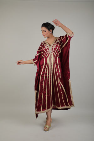 Maroon Embroided Kaftan-   AVSR 15