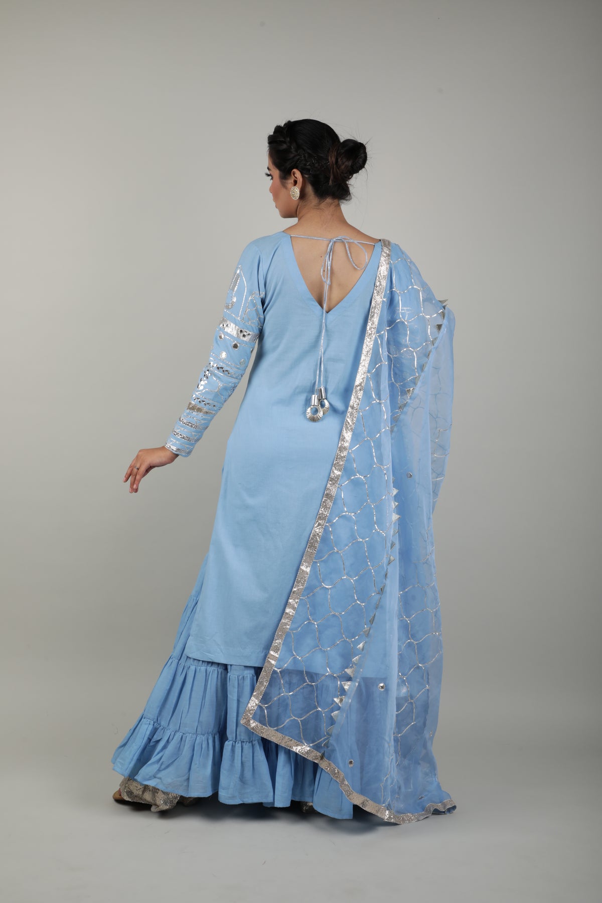 Blue Embroided Sharara Set-   AVSR 1