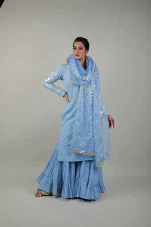 Blue Embroided Sharara Set-   AVSR 1