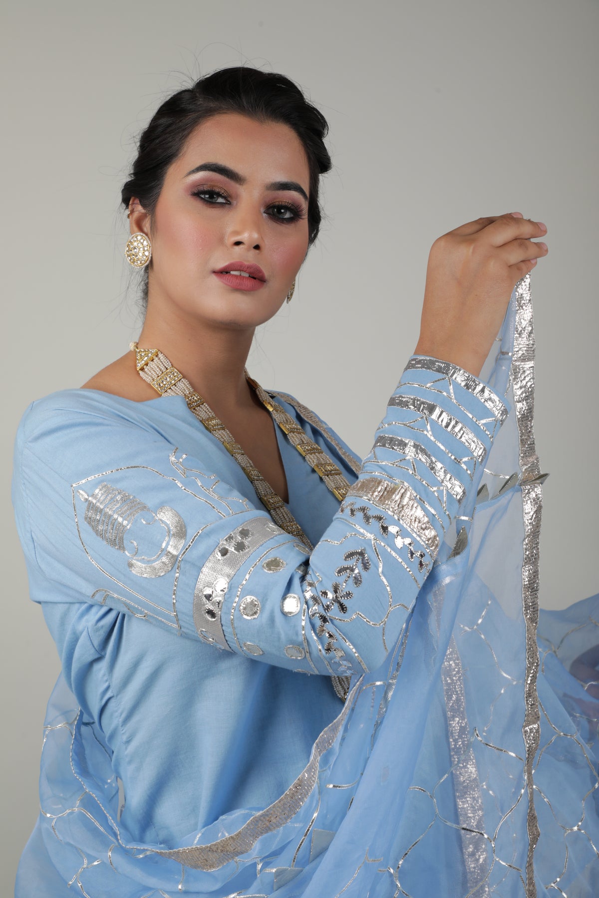 Blue Embroided Sharara Set-   AVSR 1