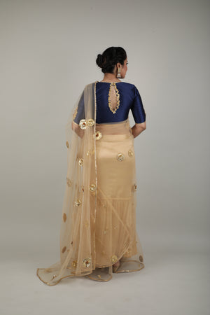 Nude Embroided Saree Set-   AVSR 9