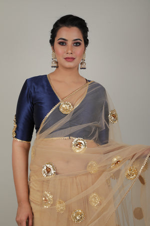 Nude Embroided Saree Set-   AVSR 9