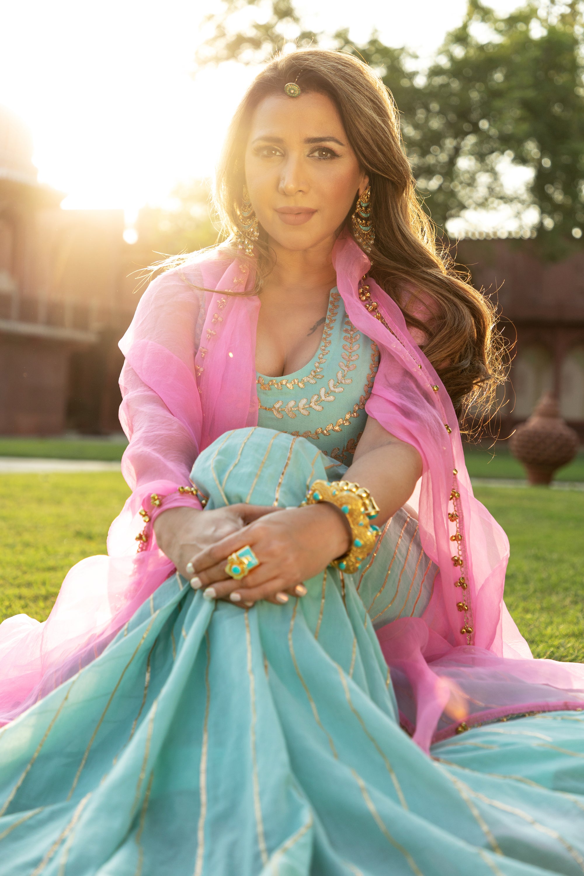Mint Green Embroided Lehenega Set-   AVSR 10