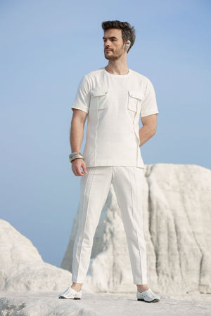 Zyanya men off white shirt set-   AWP031