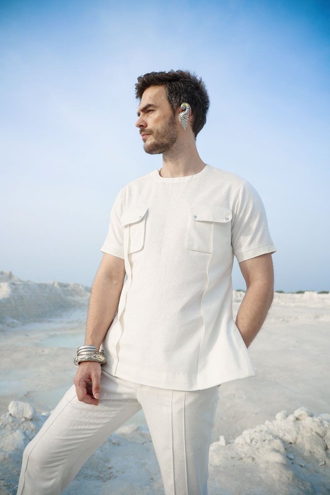 Zyanya men off white shirt set-   AWP031