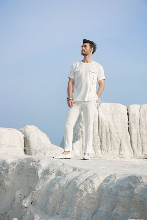Zyanya men off white shirt set-   AWP031