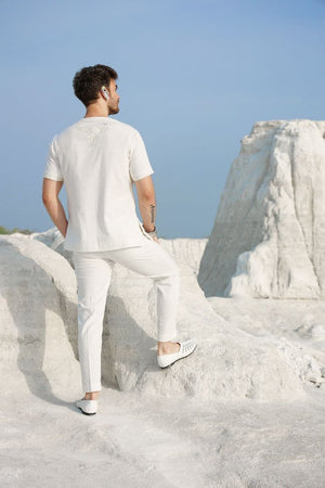 Zyanya men off white shirt set-   AWP031