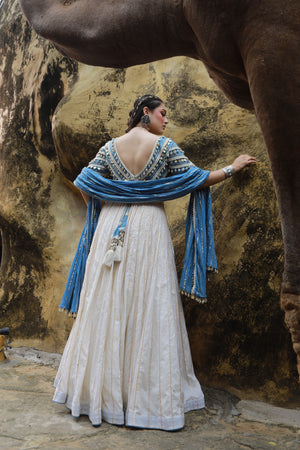 HALTER NECK CROP TOP WITH MAL LEHANGA AND CRUSHED COTTON DUPATTA -   DD 17