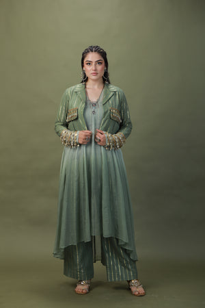 DEVI DRAPE SAGE GREEN OMBRE  4 PCS SET-   DD 20
