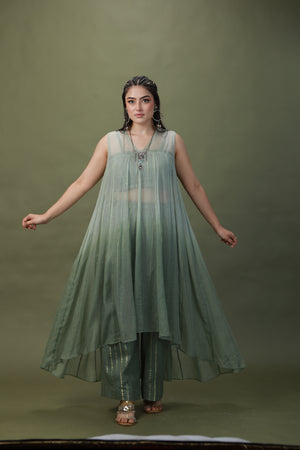 DEVI DRAPE SAGE GREEN OMBRE  4 PCS SET-   DD 20