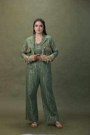 DEVI DRAPE SAGE GREEN OMBRE  4 PCS SET-   DD 20