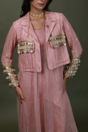 DEVI DRAPE SALMON PINK 4 PCS SET -   DD 21