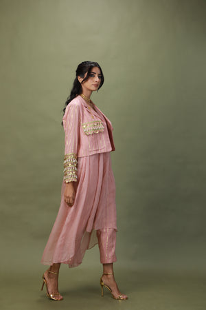 DEVI DRAPE SALMON PINK 4 PCS SET -   DD 21