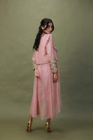 DEVI DRAPE SALMON PINK 4 PCS SET -   DD 21