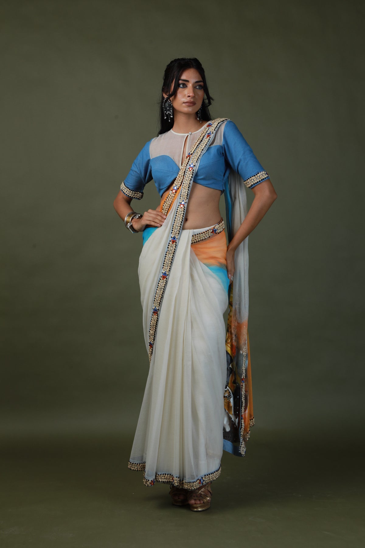 devi drape hand painted saree set -   DD 78