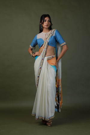 devi drape hand painted saree set -   DD 78