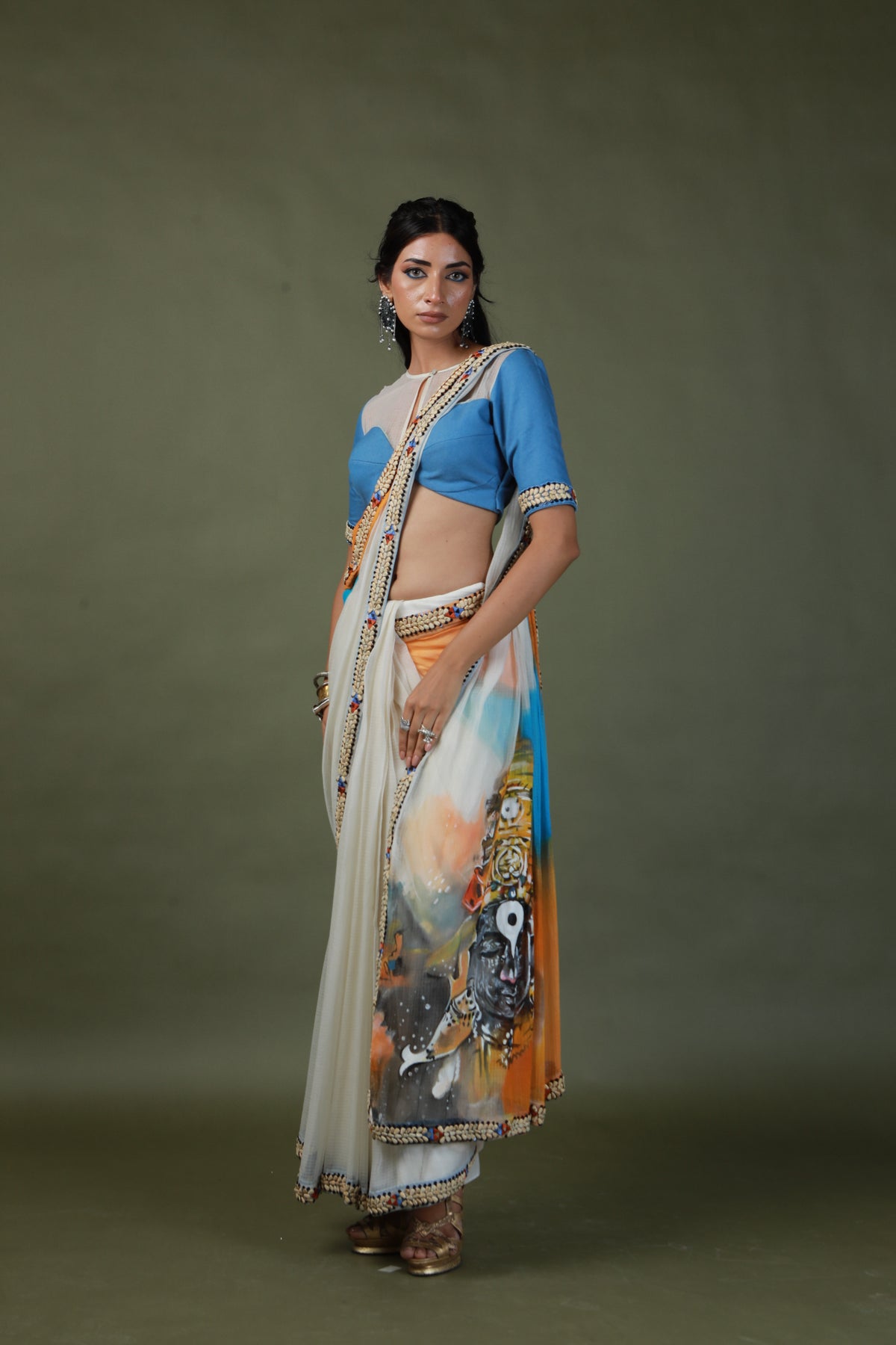 devi drape hand painted saree set -   DD 78