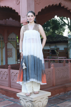 devi drape kota doria hand painted suit -   DD 79