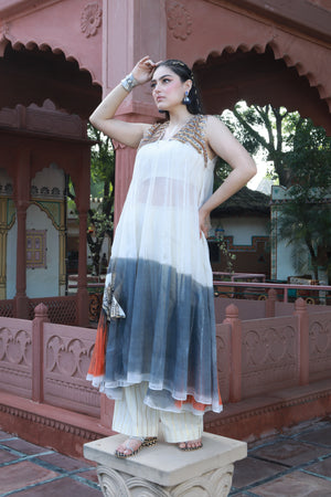 devi drape kota doria hand painted suit -   DD 79