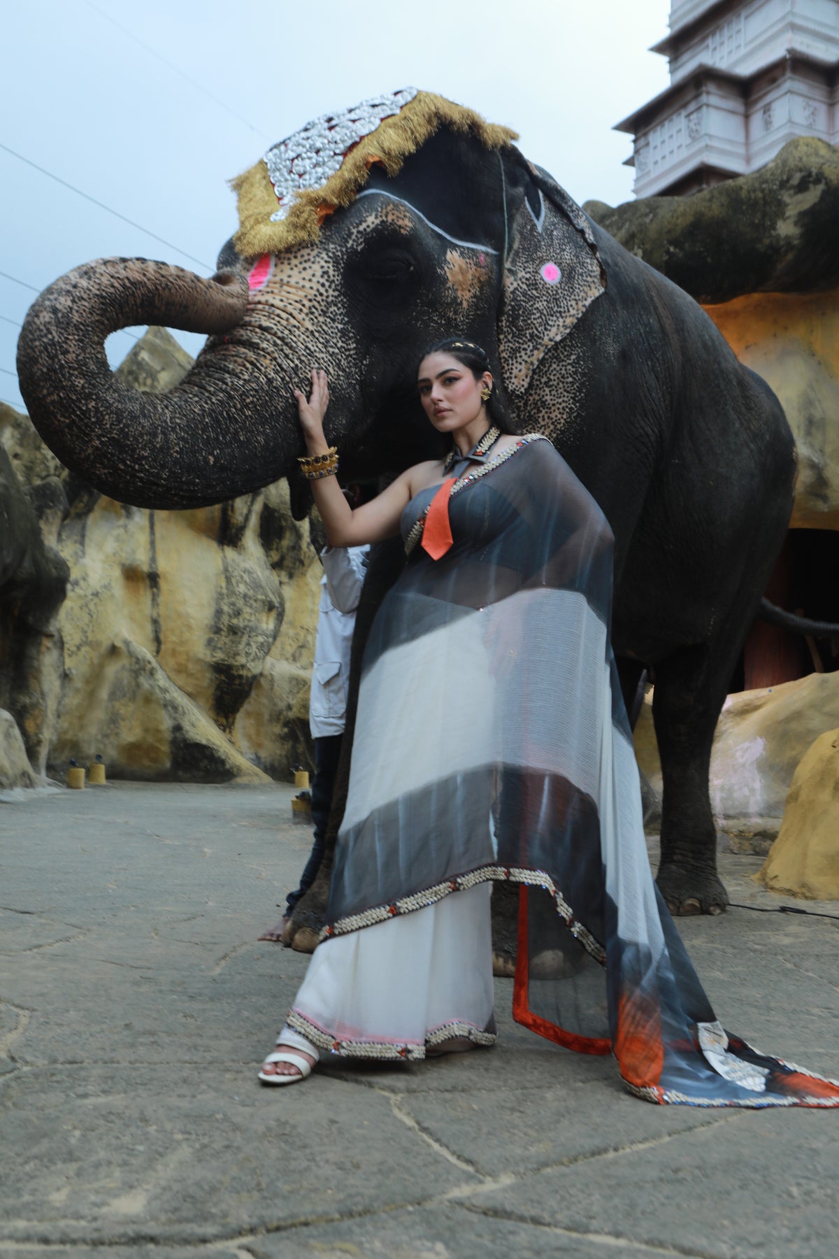 devi drape hand painted saree set -   DD 80