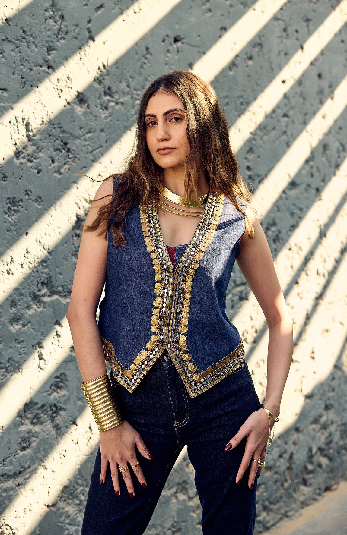 DARK DENIM WAIST COAT -   DD 14