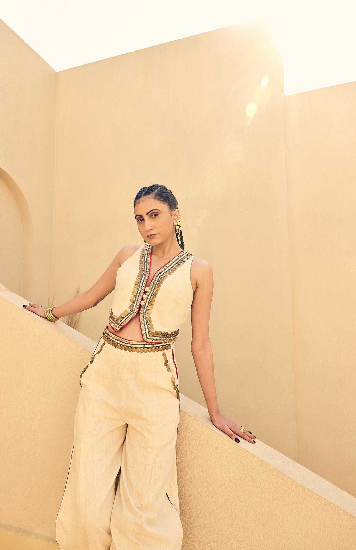 KHADI WAIST COAT WITH KHADI HERAM PANTS  -   DD 02