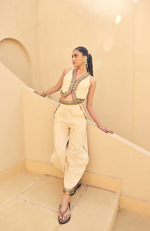 KHADI WAIST COAT WITH KHADI HERAM PANTS  -   DD 02