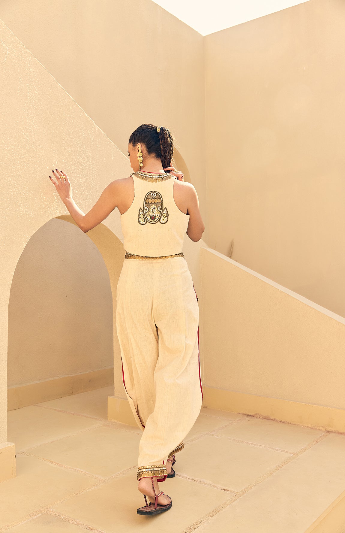 KHADI WAIST COAT WITH KHADI HERAM PANTS  -   DD 02