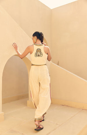 KHADI WAIST COAT WITH KHADI HERAM PANTS  -   DD 02