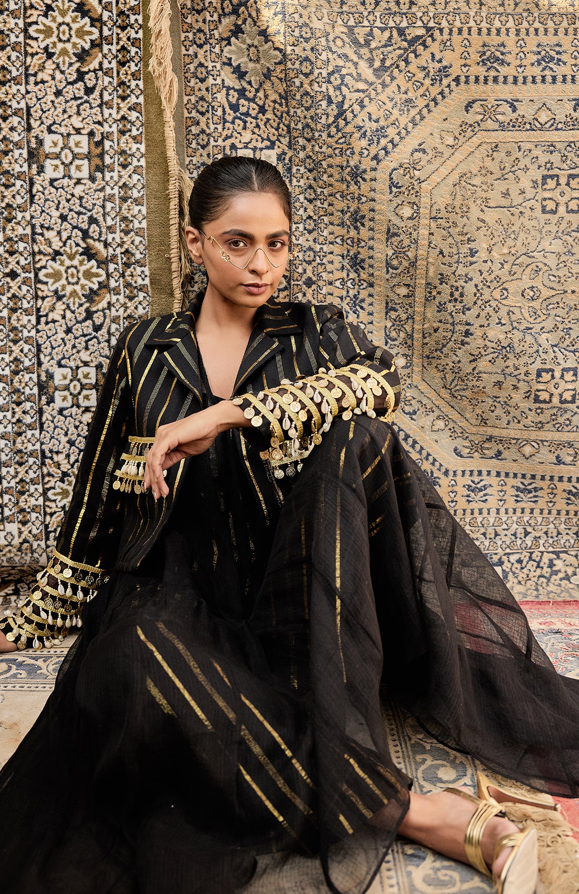 DEVI DRAPE BLACK 4 PIECE SET -   DD 04