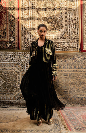 DEVI DRAPE BLACK 4 PIECE SET -   DD 04