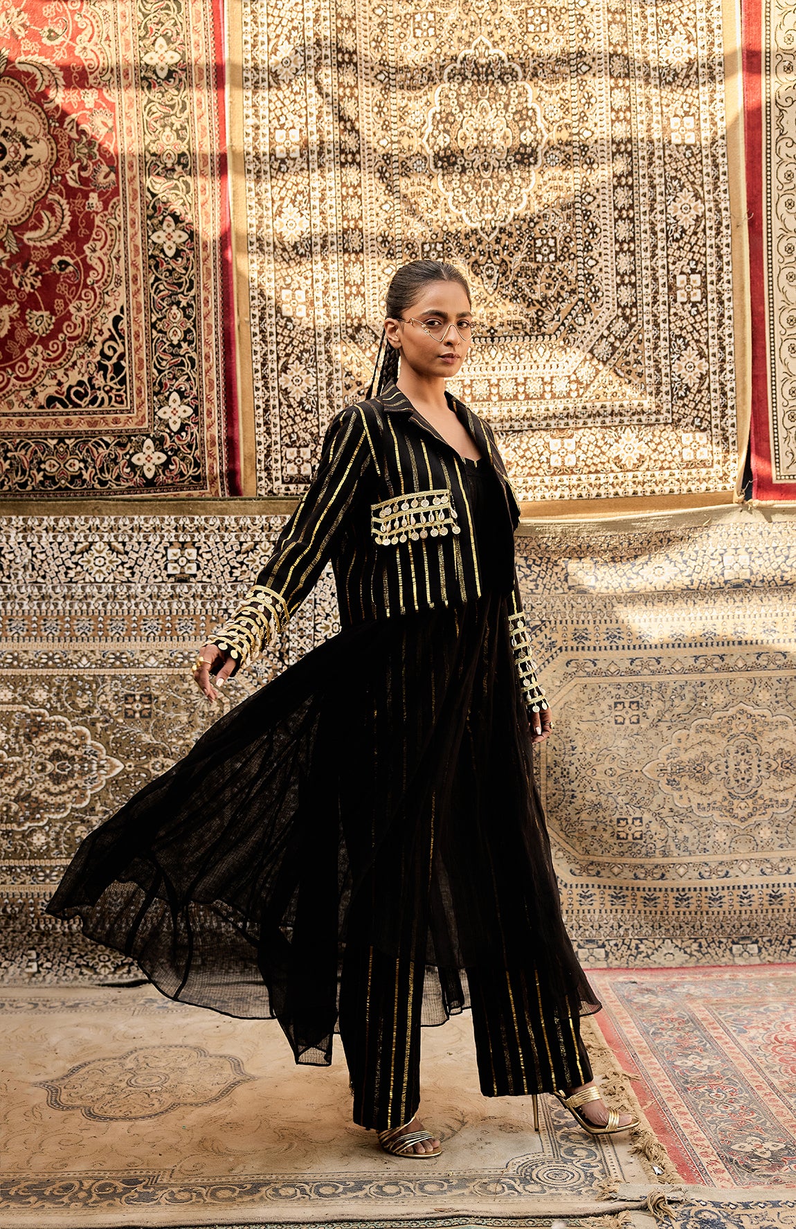 DEVI DRAPE BLACK 4 PIECE SET -   DD 04