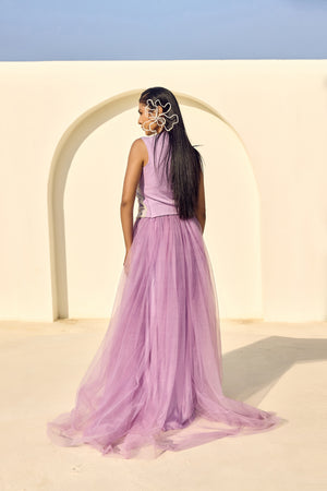PEARL PURPLE WAIST COAT WITH NET LONG SKIRT-   PS 03