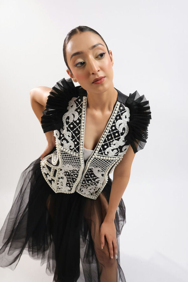 BLACK WAIST COAT AND SKIRT-   PS 06