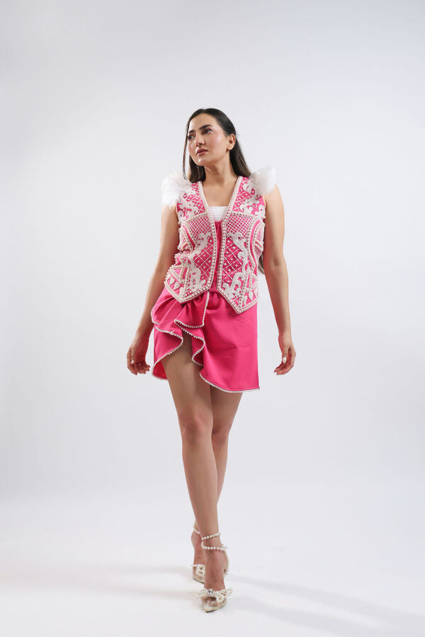 PINK WAIST COAT AND SKIRT-   PS 05