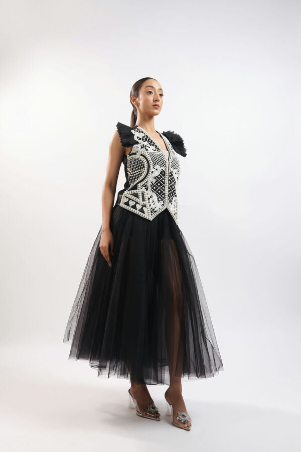 BLACK WAIST COAT AND SKIRT-   PS 06